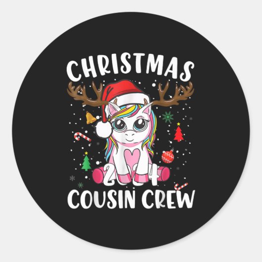 Schattigee Kerst 2024 Cousin Crew Xmas Lights Unic Ronde Sticker (Voorkant)