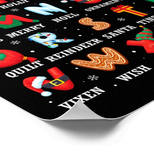 Schattigee kerst alfabet kleuterschool voorschools poster (Hoek)