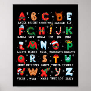 Schattigee kerst alfabet kleuterschool voorschools poster