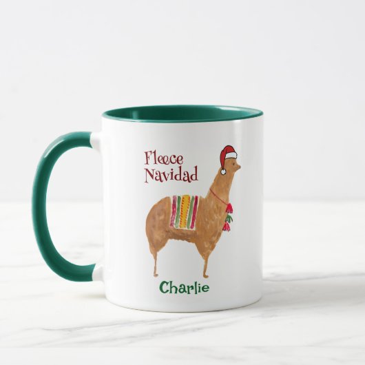 Schattigee Kerst Alpaca Gepersonaliseerde Dierenva Mok (Links)