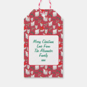 Schattigee Kerst Alpaca met Holly in rood & groen Cadeaulabel (Achterkant)