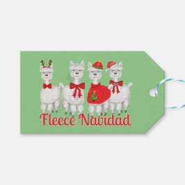 Schattigee Kerst Alpaca met Holly in rood & groen Cadeaulabel