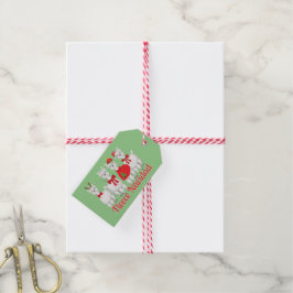 Schattigee Kerst Alpaca met Holly in rood & groen Cadeaulabel