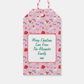 Schattigee Kerst Alpaca met Holly in Roze Cadeaulabel (Achterkant)