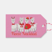 Schattigee Kerst Alpaca met Holly in Roze Cadeaulabel (Voorkant (Horizontaal))