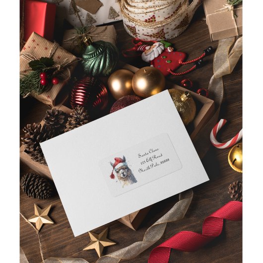 Schattigee kerst Alpaca, op maat Etiket