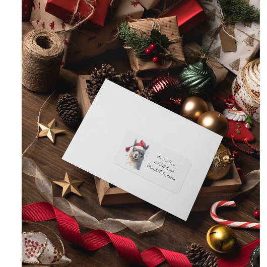 Schattigee kerst Alpaca, op maat Etiket