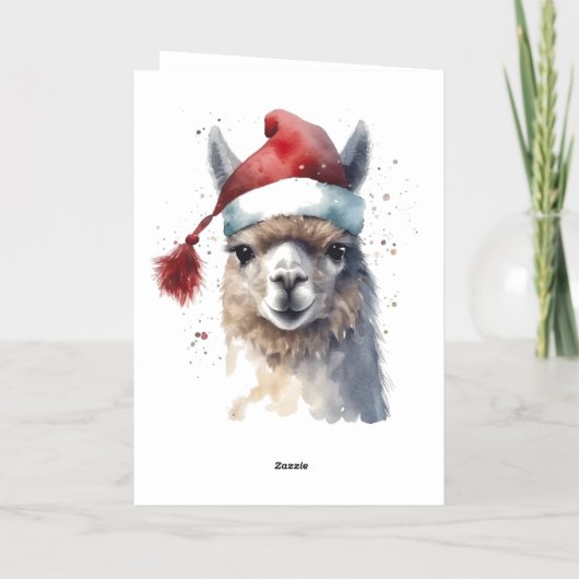 Schattigee kerst Alpaca, op maat Folie Feestdagenkaart (Achterkant)