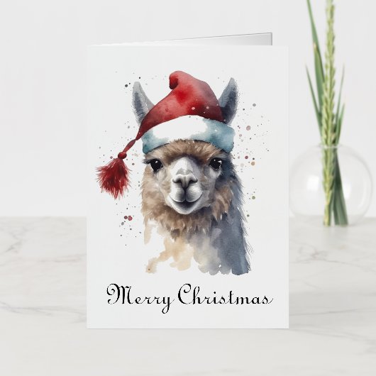 Schattigee kerst Alpaca, op maat Folie Feestdagenkaart (Voorkant)
