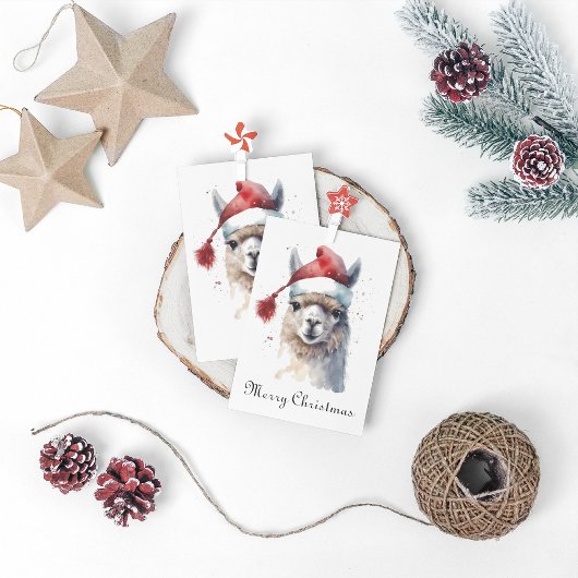 Schattigee kerst Alpaca, op maat Folie Feestdagenkaart