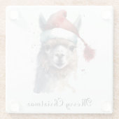 Schattigee kerst Alpaca, op maat Glazen Onderzetter (Achterkant)