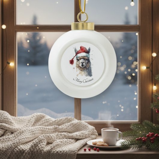 Schattigee kerst Alpaca, op maat Keramische Bal Ornament