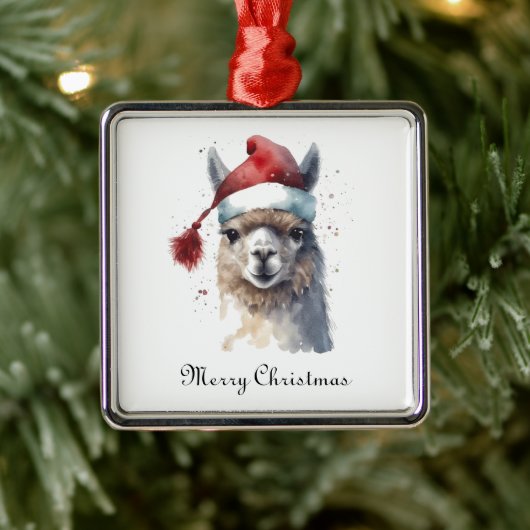 Schattigee kerst Alpaca, op maat Metalen Ornament (Boom)