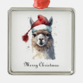 Schattigee kerst Alpaca, op maat Metalen Ornament (Voorkant)