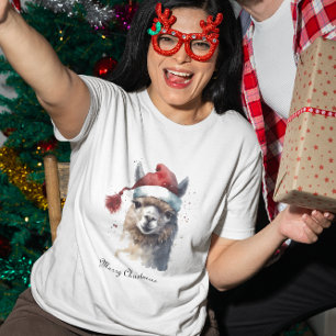 Schattigee kerst Alpaca, op maat T-shirt