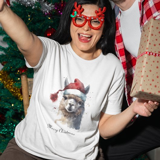 Schattigee kerst Alpaca, op maat T-shirt