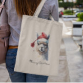 Schattigee kerst Alpaca, op maat Tote Bag