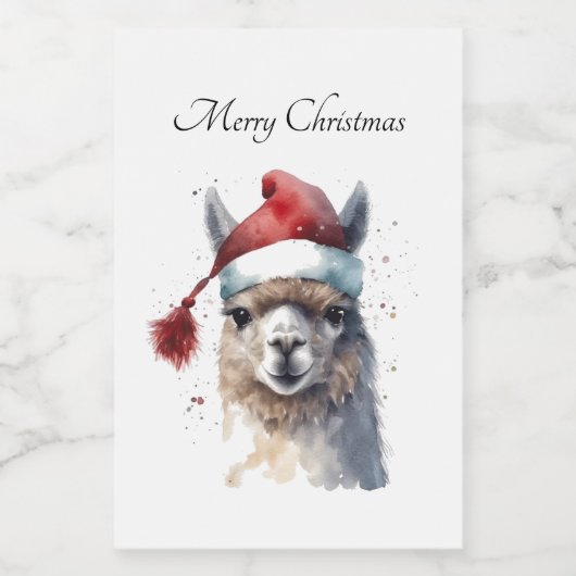 Schattigee kerst Alpaca, op maat Voedselcontainer Etiket (Enkel label)