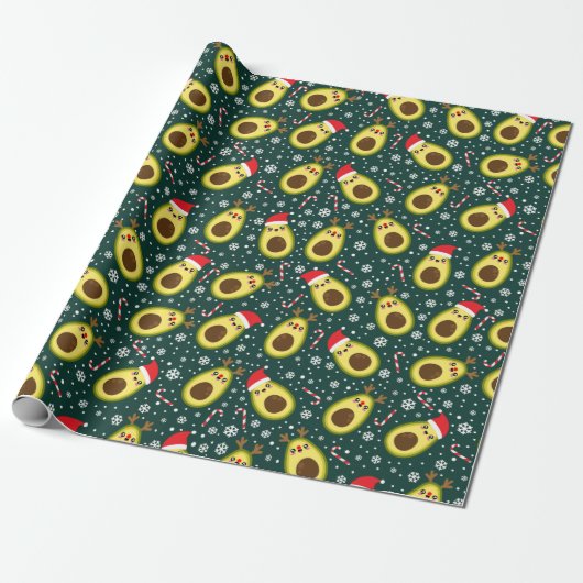 Schattigee kerst avocado vakantie cadeaupapier (Uitgerold)