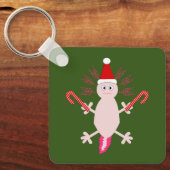Schattigee Kerst Axolotl Custom Tweezijdig Sleutelhanger (Voorkant)
