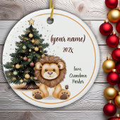 Schattigee Kerst Baby Lion Gepersonaliseerde Kinde Keramisch Ornament