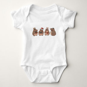 Schattigee Kerst Baby Pygmee Hippo Moo Deng Romper