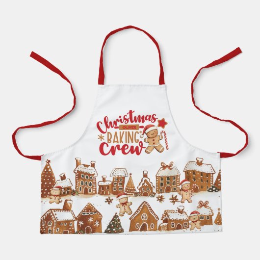 Schattigee Kerst Bakken Crew Gingerbread Man Huize Schort (Voorkant)