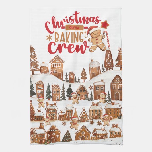 Schattigee Kerst Bakken Crew Gingerbread Man Huize Theedoek (Verticaal)