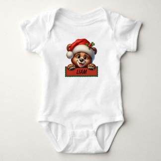 Schattigee Kerst Beer Custom Naam Baby Bodysuit