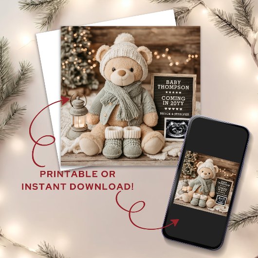 Schattigee Kerst Beer Digitale Zwangerschapsaankon