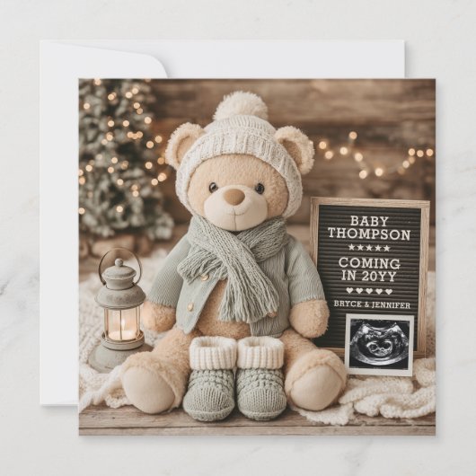 Schattigee Kerst Beer Digitale Zwangerschapsaankon (Voorkant)