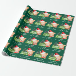 Schattigee Kerst Beer Naam Groen Cadeaupapier