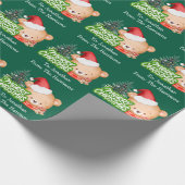 Schattigee Kerst Beer Naam Groen Cadeaupapier (Hoek)
