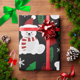 Schattigee Kerst Beer & Vakantiebomen Cadeaupapier