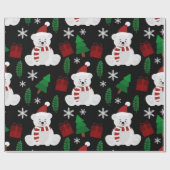 Schattigee Kerst Beer & Vakantiebomen Cadeaupapier (Vlak)