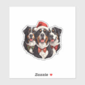 Schattigee Kerst Berner Mountain Dogs Santa Hat Ho Sticker (Vel)