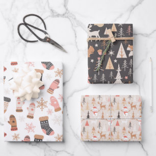 Schattigee kerst Boho Inpakpapier Vel