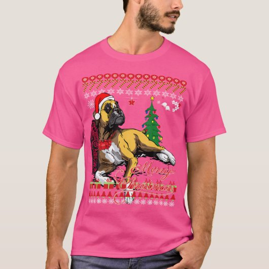Schattigee kerst Boxer Dogs T-shirt (Voorkant)