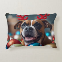 Schattigee Kerst Boxer Hond in Reindeer Antlers