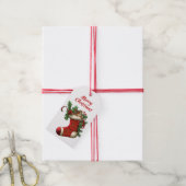 Schattigee kerst bruine eekhoorn gluren cadeaulabel (Met Touw)