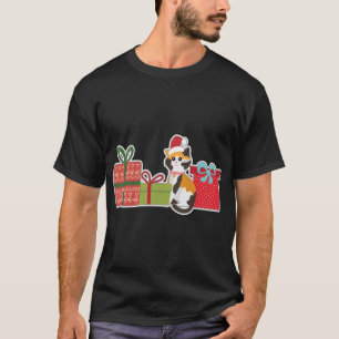 Schattigee Kerst Calico Kat met Santa Hat - Pet Ca T-shirt