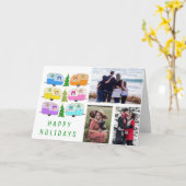 Schattigee Kerst Camper RV CUSTOM 3 FOTO Vakantie Kaart (Gele Bloem)