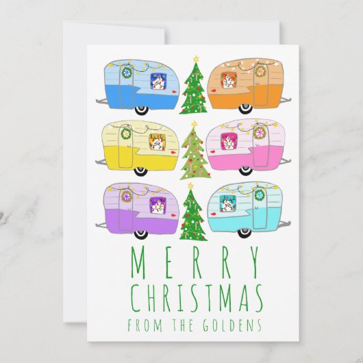 Schattigee Kerst Camper  Trailer RV Digitaal Feestdagenkaart (Voorkant)