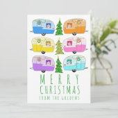 Schattigee Kerst Camper  Trailer RV Digitaal Feestdagenkaart (Staand voorkant)