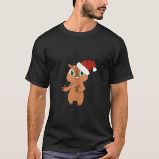 Schattigee kerst Capybara Santa Claus Cavy Rat Rod T-shirt