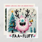 Schattigee kerst Caroler "fa la fluff" Feestdagenkaart (Voorkant / Achterkant)