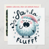 Schattigee kerst Caroler "fa la fluff" Feestdagenkaart (Voorkant / Achterkant)