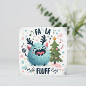 Schattigee kerst Caroler "fa la fluff" Feestdagenkaart (Staand voorkant)