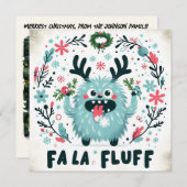 Schattigee kerst Caroler "fa la fluff" Feestdagenkaart (Voorkant / Achterkant)