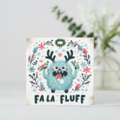 Schattigee kerst Caroler "fa la fluff" Feestdagenkaart (Staand voorkant)